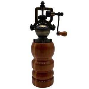 Pepper‎ Mill Grinder Wood Metal Brown 9 in Hank Crank Vintage Style Steampunk